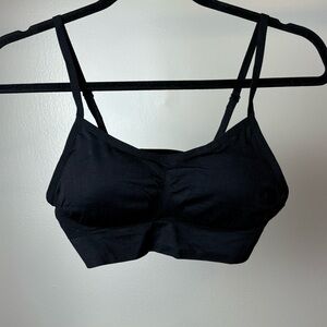 Black Ribbed Spandex Padded Sports Bra XS or girls Large/XL
